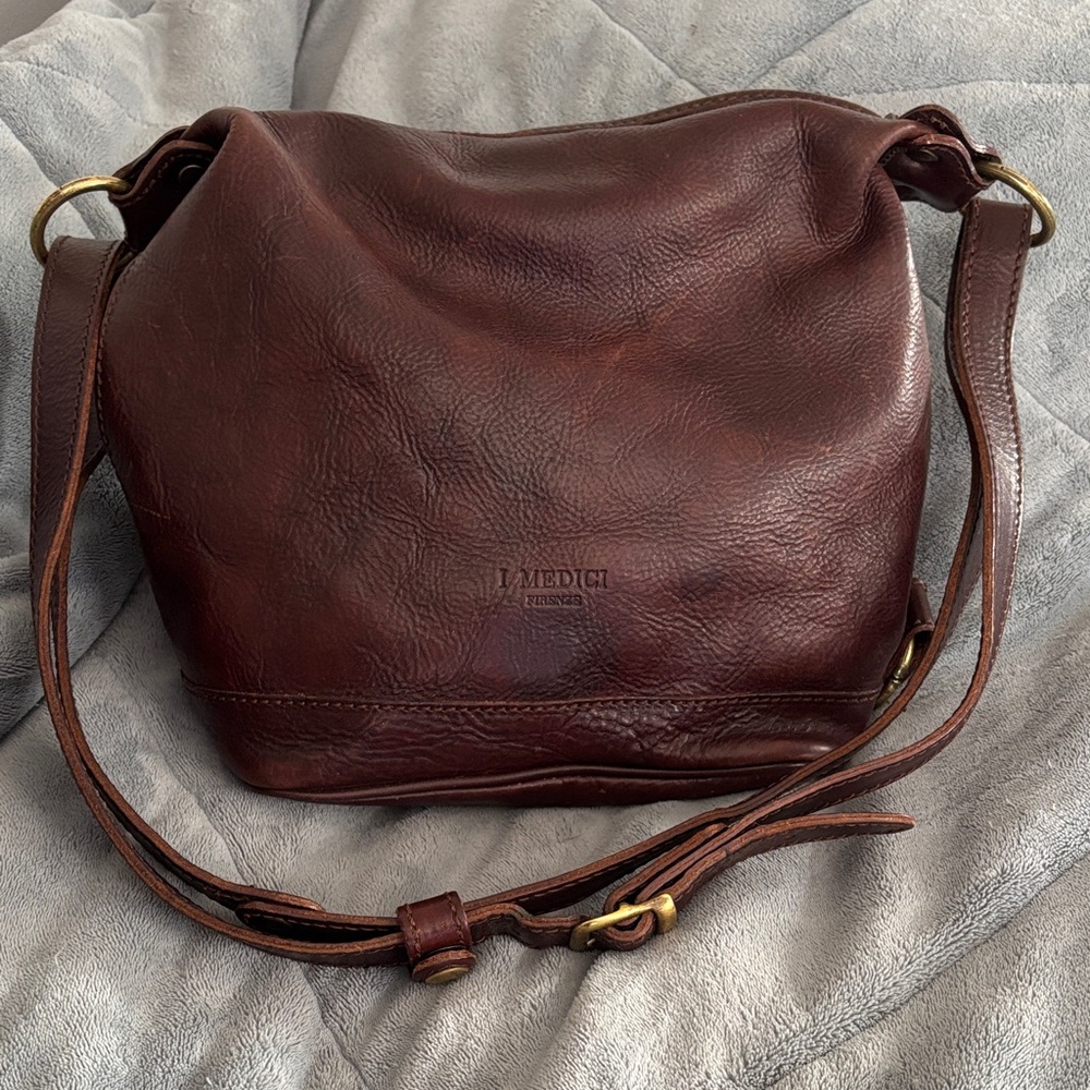 I Medici Firenze Brown Leather Crossbody Bag | Vintage Italian Handbag